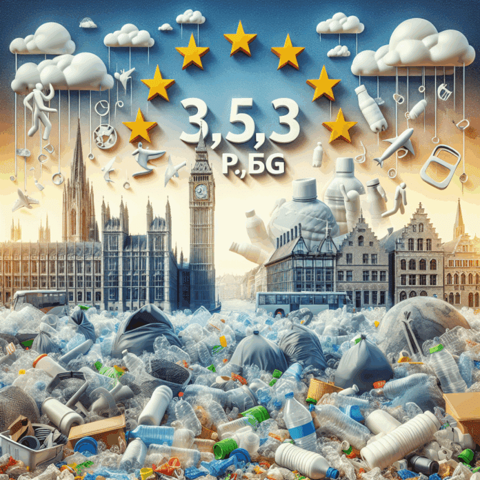 A person throwing plastic bottles in the recycling bin.