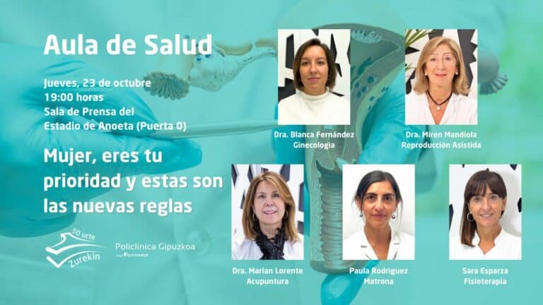 Nuevo Aula de Salud de Policlínica Gipuzkoa: 'Mujer, eres tu prioridad y estas son las nuevas reglas'
