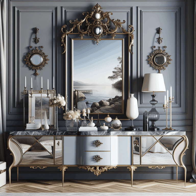 añade una consola, un mueble bajo o espejos"