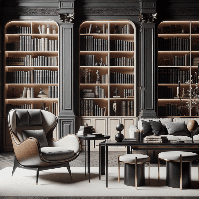 Estilo y Confort: Estanterías de Lujo Silencioso, Mesas Extensibles y estanterías de lujo silencioso, mesas extensibles y un sillón icónico de su catálogo