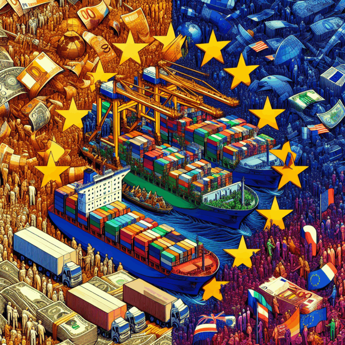 Intercambio Comercial de la UE con la Región Indo-Pacífica: 848.000 A loaded cargo ship at sea.