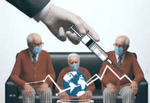 La tasa de vacunación en personas mayores desciende al 47.1% en 2023, alarmando a expertos en salud pública An older woman and an injection needle.