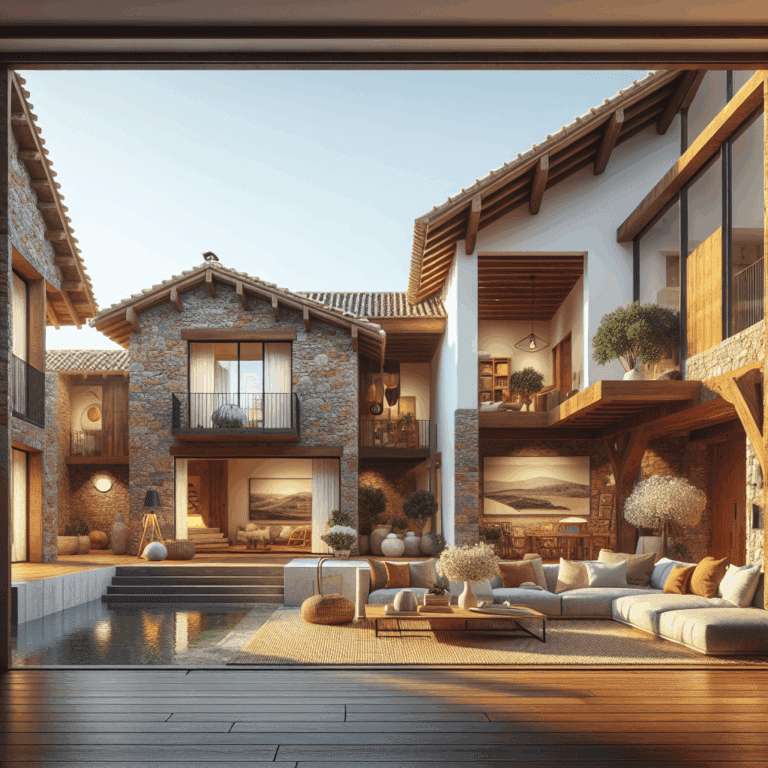 Rústico español moderno: Nuevo estilo de la casa de pueblo