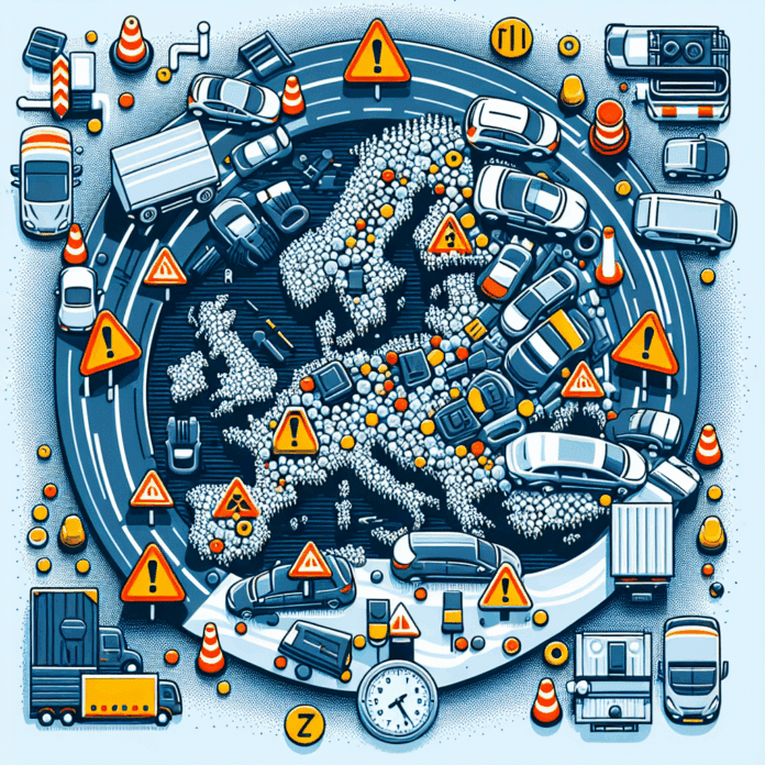 Firefighter approaching a crushed car at the scene of a road accident.