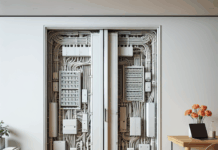 Una Puerta Corredera con Guías Ocultas: La Solución Perfecta para Disimular tu Cuadro Eléctrico "Si tienes un cuadro eléctrico que ocupa toda la pared, una puerta corredera con guías ocultas para taparlo es todo un acierto"