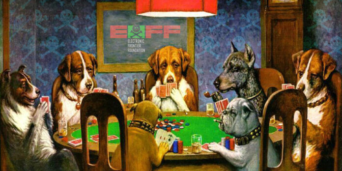 Apostando por tus Derechos Digitales: Torneo de Póker Benéfico de Dogs playing at the EFF Benefit Poker Tournament table