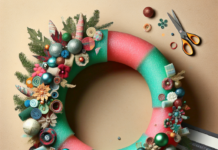 Cómo Crear una Espectacular Corona de Navidad con un Viejo Churro de Piscina y Retales de Tela Cómo hacer una corona de Navidad usando un viejo churro de piscina y retales de tela: el resultado es espectacular