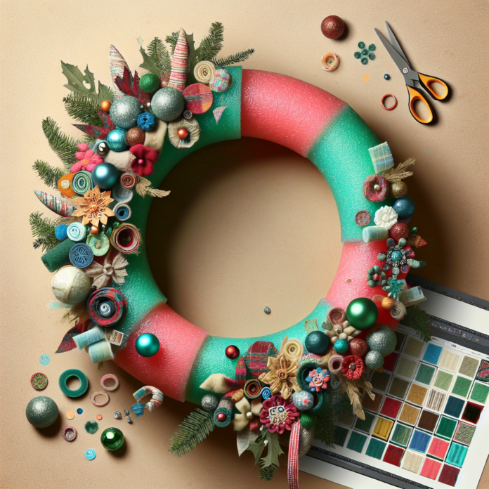 Cómo Crear una Espectacular Corona de Navidad con un Viejo Cómo hacer una corona de Navidad usando un viejo churro de piscina y retales de tela: el resultado es espectacular