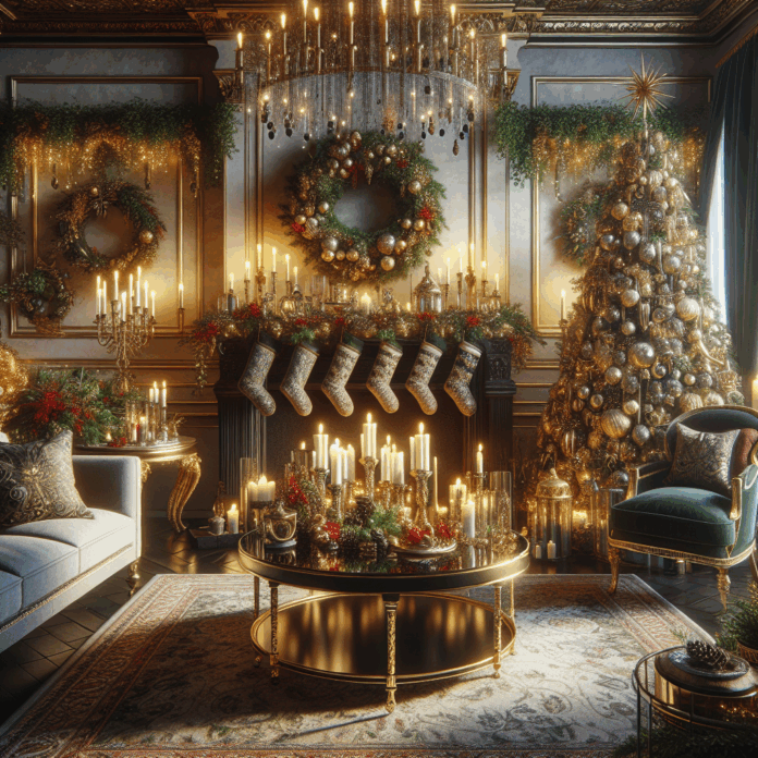Decoración navideña elegante en el hogar