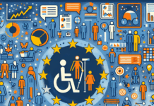 Descubre más sobre la situación de las personas con discapacidad en la UE: Un análisis exhaustivo A person in a wheelchair shown from the back on a green meadow.