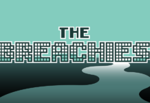 Los Breachies 2025: Las Filtraciones de Datos Más Impactantes, Raras y Desastrosas del Año Pixel text "The Breachies" on a teal background, with a pool of light color leaking from the letters