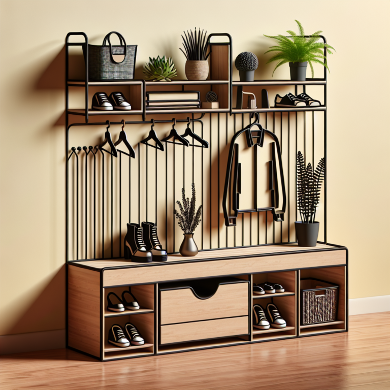 un banco con almacenaje, un zapatero y un perchero por poco más de 300 euros
