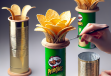 Transforma un Bote de Pringles en un Elegante Jarrón para tu Hogar No lo sabía, pero si reutilizas el bote de patatas Pringles, puedes hacer este precioso jarrón como decoración del hogar