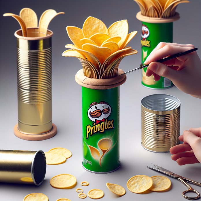 Transforma un Bote de Pringles en un Elegante Jarrón para No lo sabía, pero si reutilizas el bote de patatas Pringles, puedes hacer este precioso jarrón como decoración del hogar