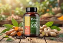 Fórmula Avanzada de Cúrcuma, Jengibre y Pimienta Negra Bio con Probióticos y Prebióticos de Vegageno Cúrcuma con jengibre y pimienta negra Bio con probióticos y prebióticos, la fórmula avanzada de VEGAGENO