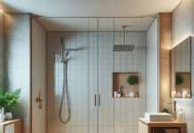 Optimiza tu Baño Pequeño: Coloca la Ducha al Fondo y Elige Mamparas Sin Perfiles "Para ganar espacio en un baño pequeño, la ducha debe ubicarse al fondo y la mampara, mejor sin perfiles"