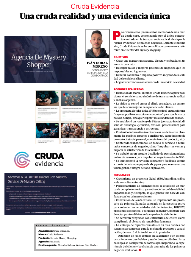 Cruda Evidencia Se Postula a los Premios IPMARK en la Cruda Evidencia se presenta a los Premios IPMARK en la categoría 'Top Posicionamiento' con NeoAttack como aliado estratégico