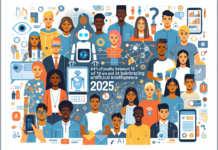 El 64% de los Jóvenes de 16 a 24 Años Utilizó IA en 2025 Young people using laptops in a classroom.