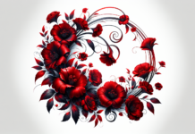 Elegancia Radiante con Flores Rojo Pasión es muy elegante y tiene unas flores rojo pasión preciosas