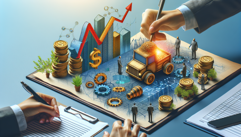 A group of people in business surrounding leaning over a table with laptop and papers on it.