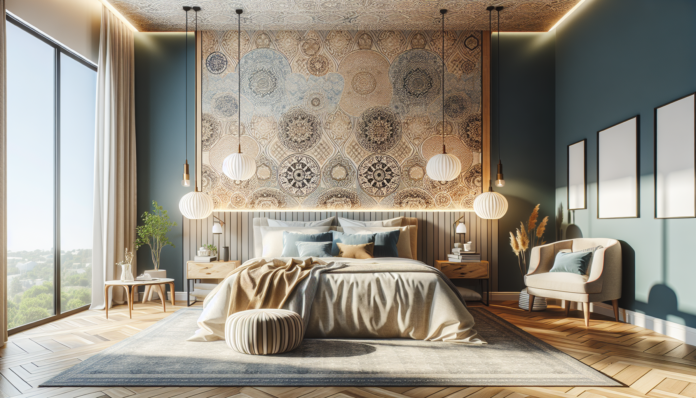 Ideas para decorar con un fotomural estampado en el dormitorio y ganar profundidad