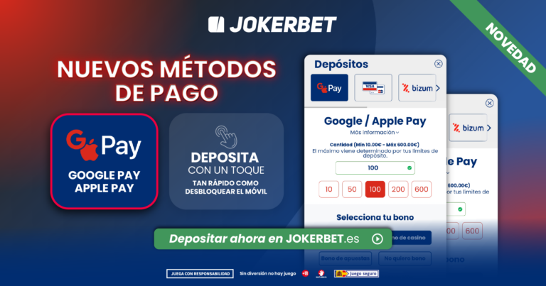 Jokerbet Añade Nuevos Métodos de Depósito Instantáneos con Google Pay y Apple Pay