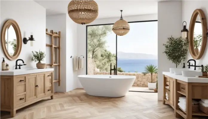 Inspiración en Baños: 13 Ideas en Blanco, Madera y Negro 🔴13 ideas de baños blancos, madera y negro que son tendencia