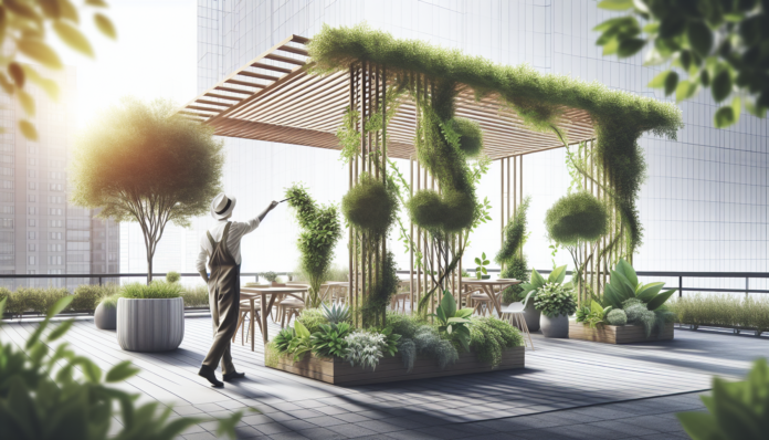 Jardinera Moderna con Celosía: El Espacio Perfecto para tus Plantas una jardinera con celosía de diseño moderno, ideal para plantas trepadoras