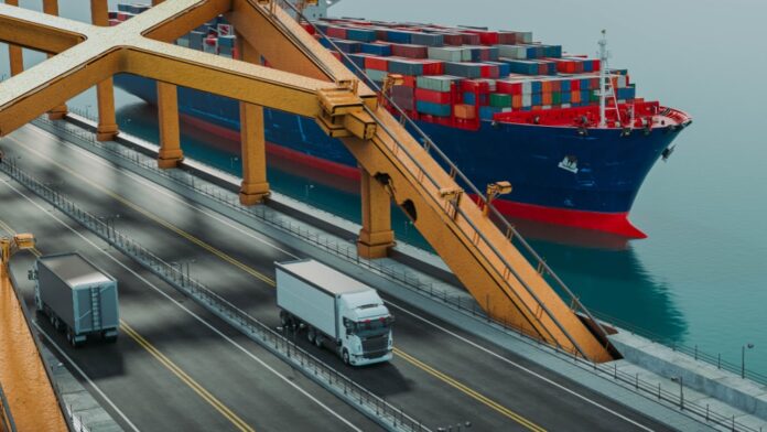Un Quinto de las Empresas de la UE Participan en A bridge and a cargo ship.