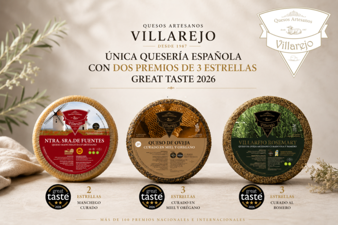 Quesos Villarejo: La Única Quesería Española Doblemente Galardonada en los Quesos Villarejo, única quesería española en lograr dos galardones de 3 estrellas en los Great Taste Awards