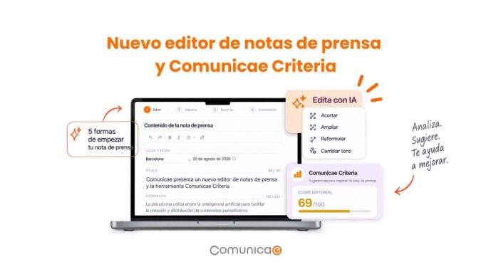 Comunicae Lanza Su Nuevo Editor de Notas de Prensa y Comunicae presenta un nuevo editor de notas de prensa y Comunicae Criteria