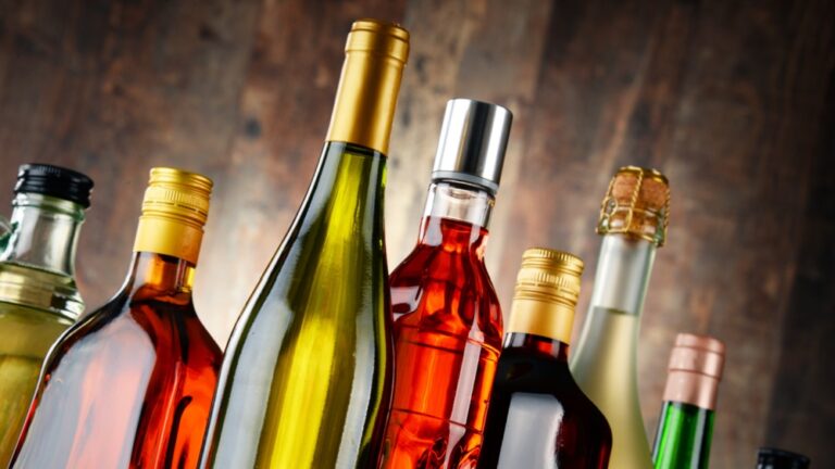 Alcohol bottles.